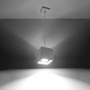 Weiße Sollux Lighting Hängeleuchte Quad 1 mit quadratischem Lampenschirm.