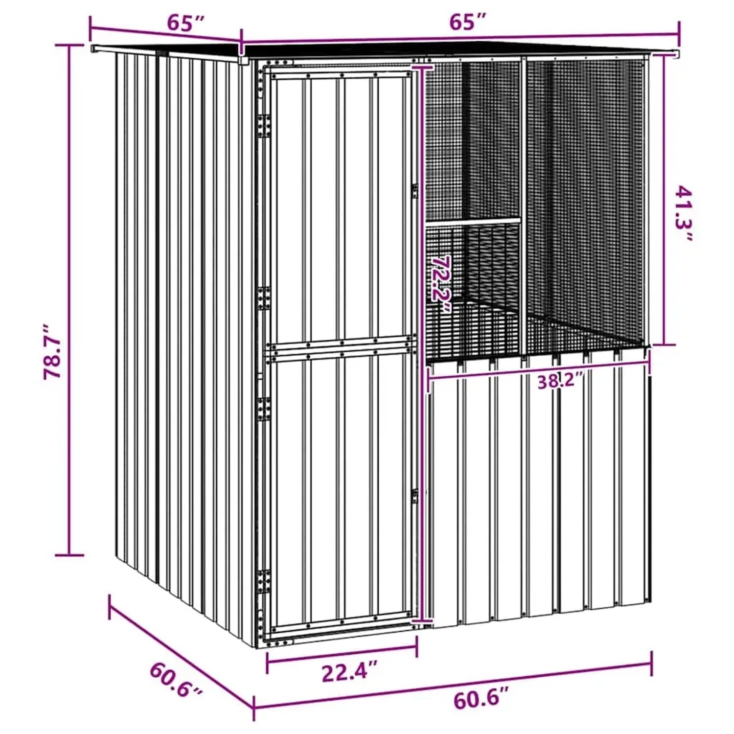 vidaXL Vogelkäfig Anthrazit 154 x 154 x 200 cm Verzinkter Stahl 3325168_10