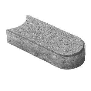 Graue Mähkante Mini aus Beton, 24x10x4,5 cm, für Rasen- und Beetbegrenzung.