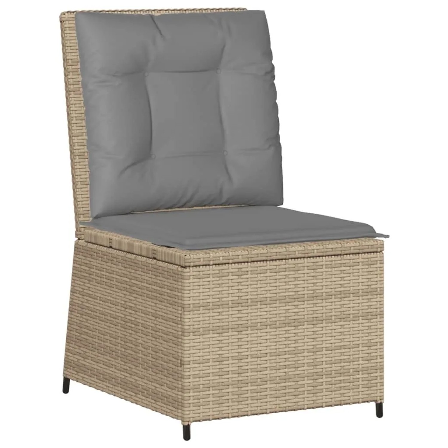vidaXL Gartensessel mit Liegefunktion und Kissen Beige Poly Rattan 368976 günstig online kaufen