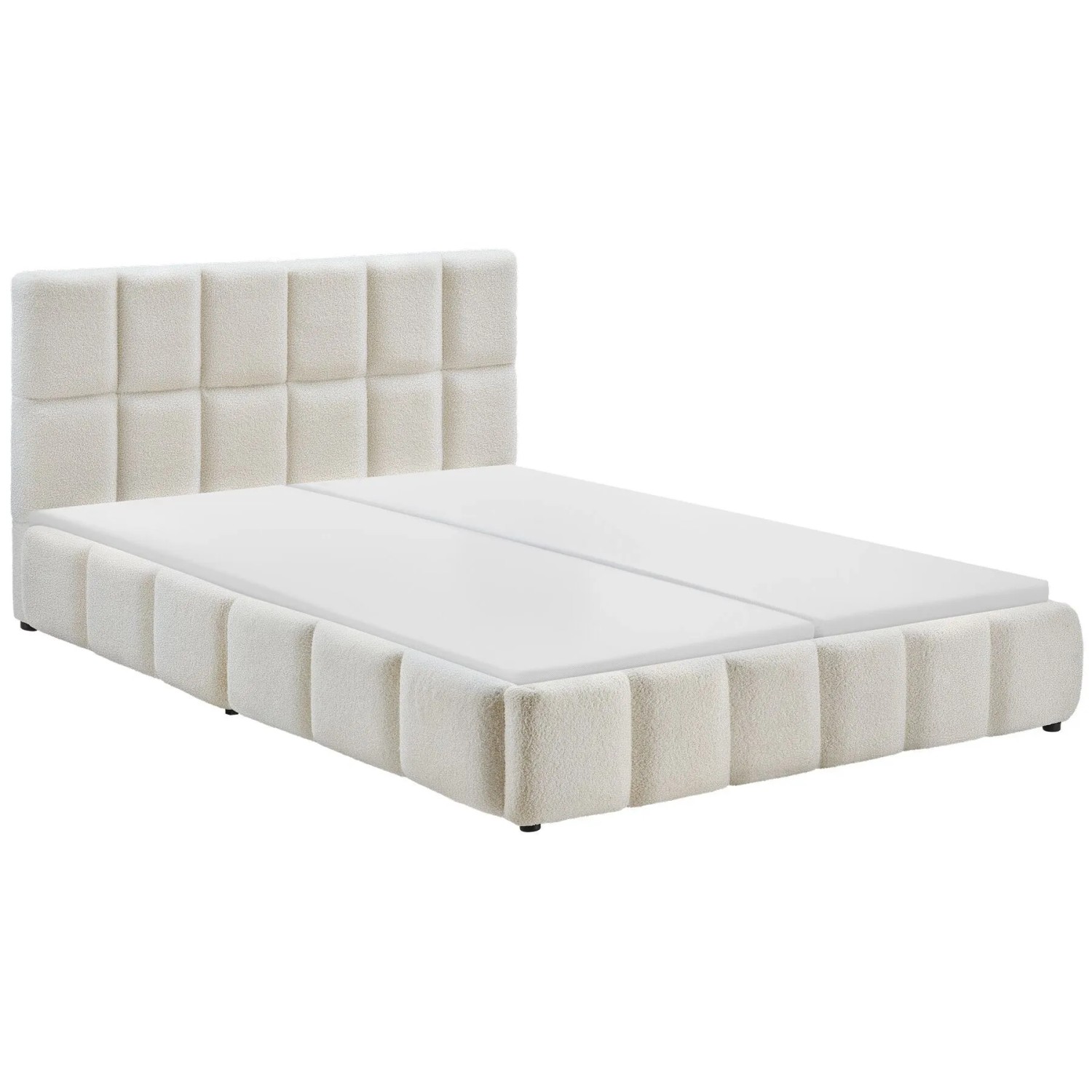 Tectake Bettset  Polsterbett Mit Teddystoff und Steppmuster 2 Matratzen Mit Komfortschaumkern  2 Härtegrade  H2   H3  180 x 200 cm 220 x 193 x 93 cm T