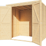 Offenes, naturbelassenes Bertilo Holz-Gartenhaus Box 2 (208x157cm) aus FSC®-zertifiziertem Holz.