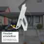 Weißer LUXULA LED Strahler 50W mit flexiblem Haltebügel zur Ausrichtung als Flutlichtstrahler.