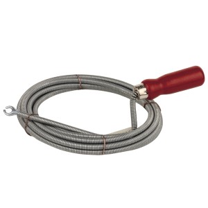 Kirchhoff Rohrreinigungsspirale aus Edelstahl, 5 mm x 3 m, mit rotem Griff. Zur Beseitigung von Rohrverstopfungen.