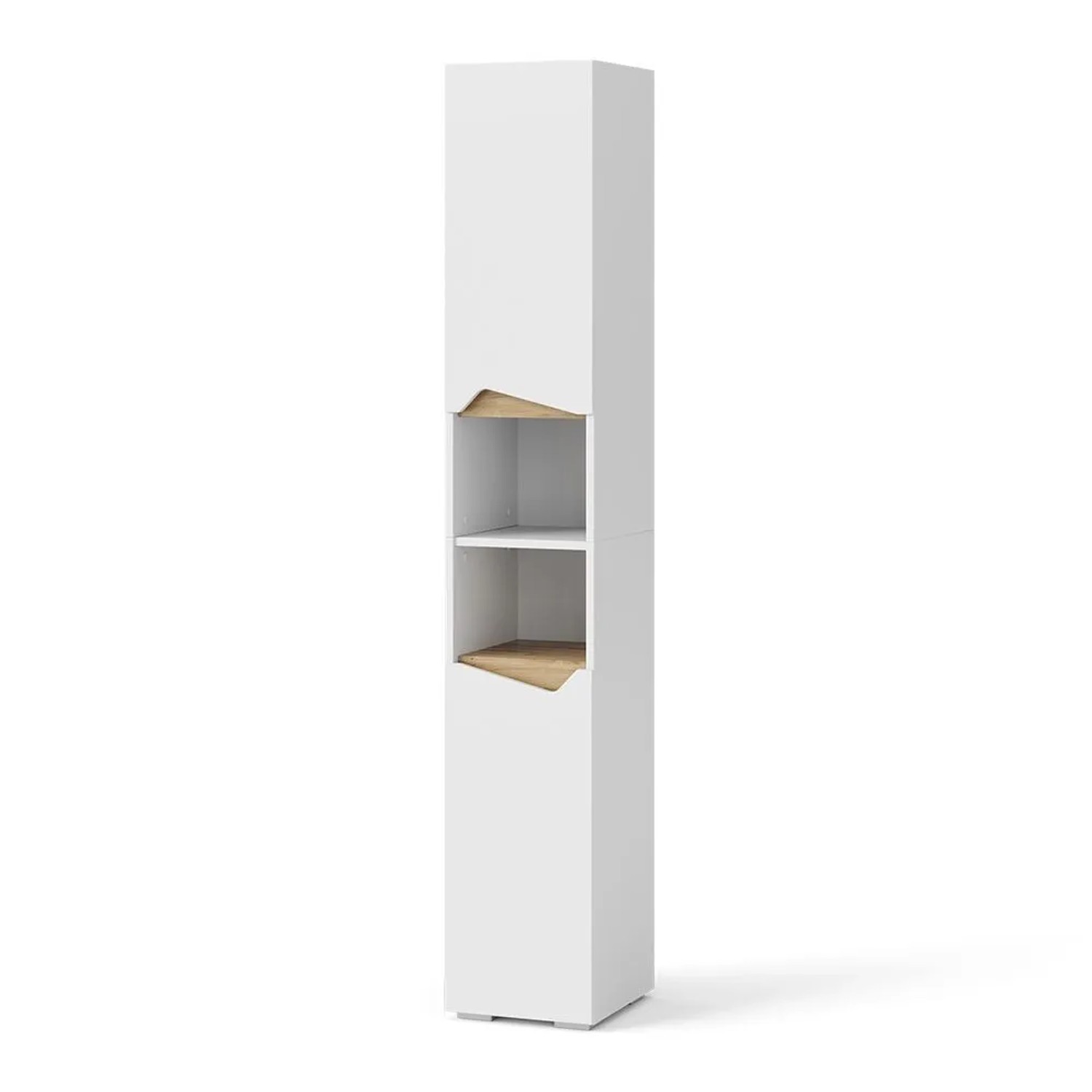 Vicco Badschrank Marelle Weiß 30 x 180 mit Türen und Offenen Fächern