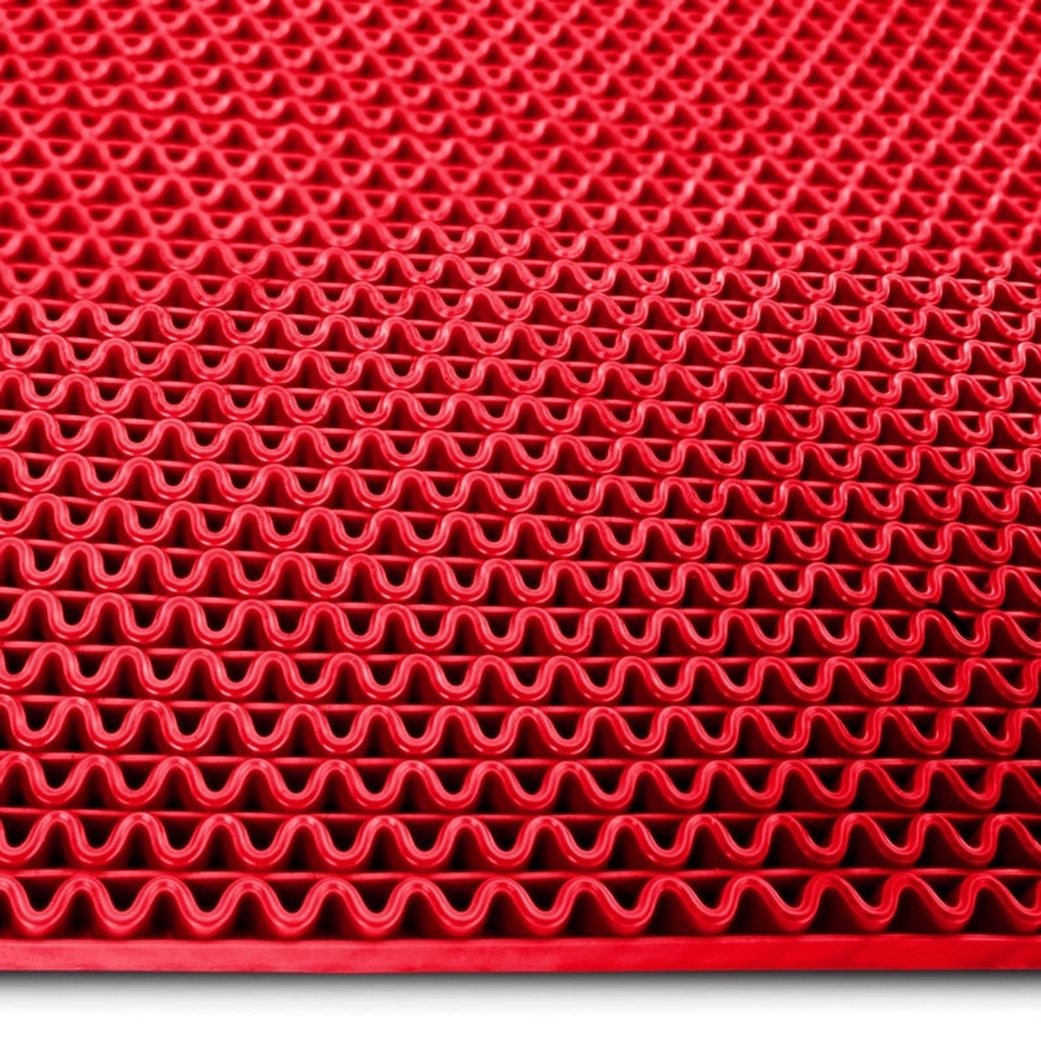 Rote KARAT Hygienematte für Barfußzonen, UV-beständig, 90x1000 cm, gewellte Struktur.