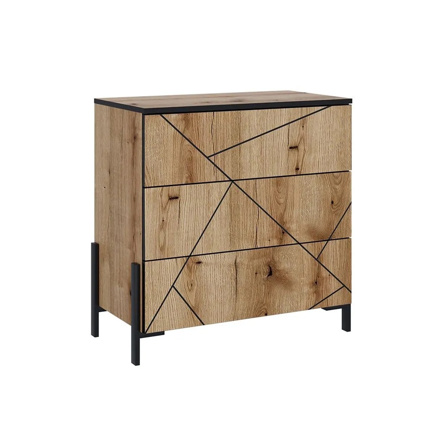 Vicco Kommode Hatto Eiche 78 x 77 mit 3 Schubladen Art Nr 56521