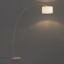 Beige Bogenlampe Vinossa mit Teddy-Schirm, moderne Innenleuchte für Wohnzimmer.