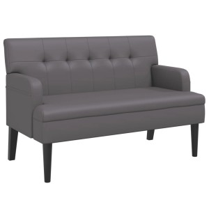 vidaXL Sitzbank mit Rückenlehne Grau 112x65,5x75 cm Kunstleder 372151