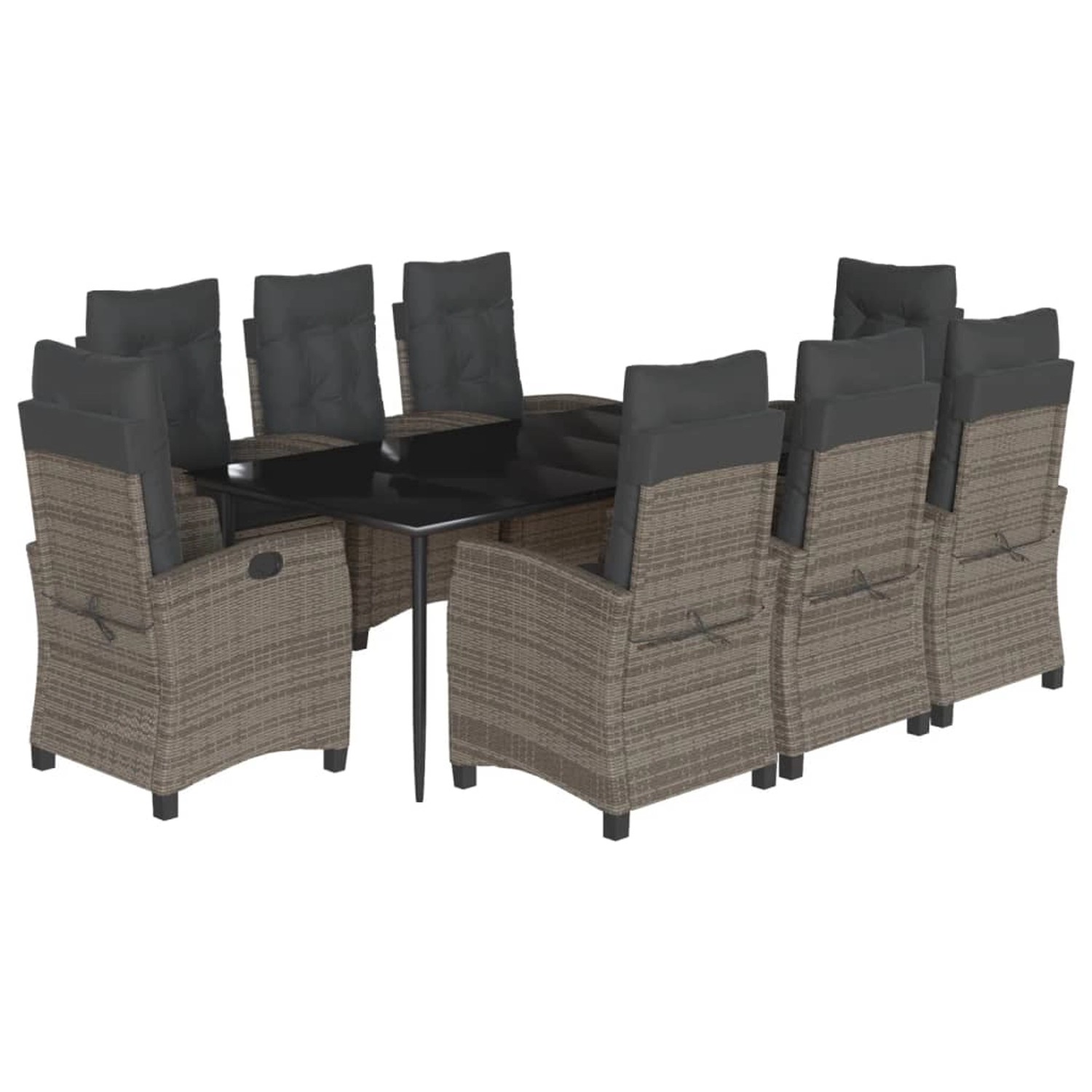 vidaXL 9-Tlg Garten-Essgruppe mit Kissen Grau Poly Rattan 3212790 günstig online kaufen