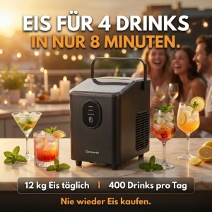 Sommertal Eiswürfelmaschine EM12S: Kompakte Eismaschine für bis zu 12kg Eis pro Tag. Ideal für Partys und den täglichen Gebrauch.