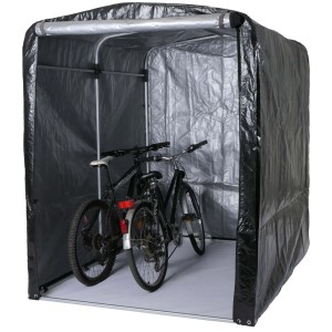 Anthrazitfarbene MCW Fahrradgarage N61 für 3-4 Fahrräder, wasserfest und mit UV-Schutz.