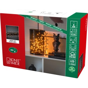 Verpackung der Konstsmide Micro LED Büschellichterkette mit 600 bernsteinfarbenen LEDs für Innen.