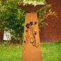 Ferrum Art Design Edelrost Säule Trapez mit Traubenmuster, 116,5 cm, als Gartendeko.