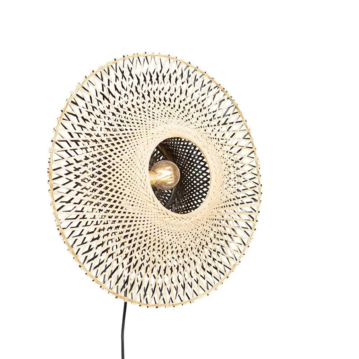 QAZQA Orientalische Wandleuchte Rattan 50 cm mit Stecker Rina