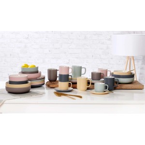 Ritzenhoff & Breker Jasper Espresso-Set, 4 Tassen und Untertassen in Taupe und verschiedenen Farben.