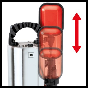 Einhell GC-DP 6315 N Schmutzwasserpumpe mit verstellbarem Schwimmerschalter und Edelstahlgehäuse.
