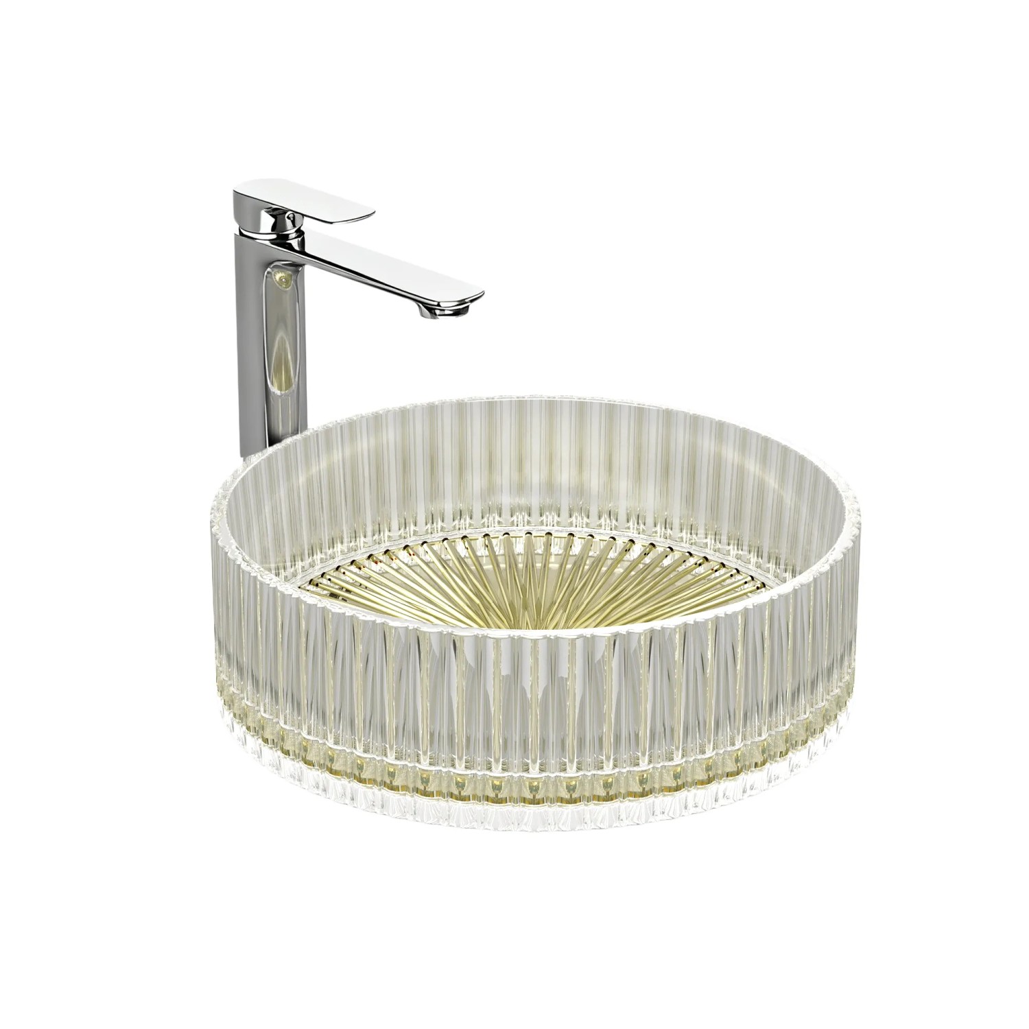 Emke Glas Aufsatzwaschbecken 40x40x12cm Champagnergold Rundes Waschbecken