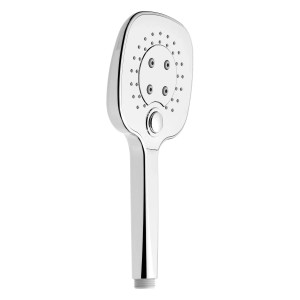 Eckige Sturotec Handbrause, Chrom, mit 3 Strahlarten und Select-Taste.