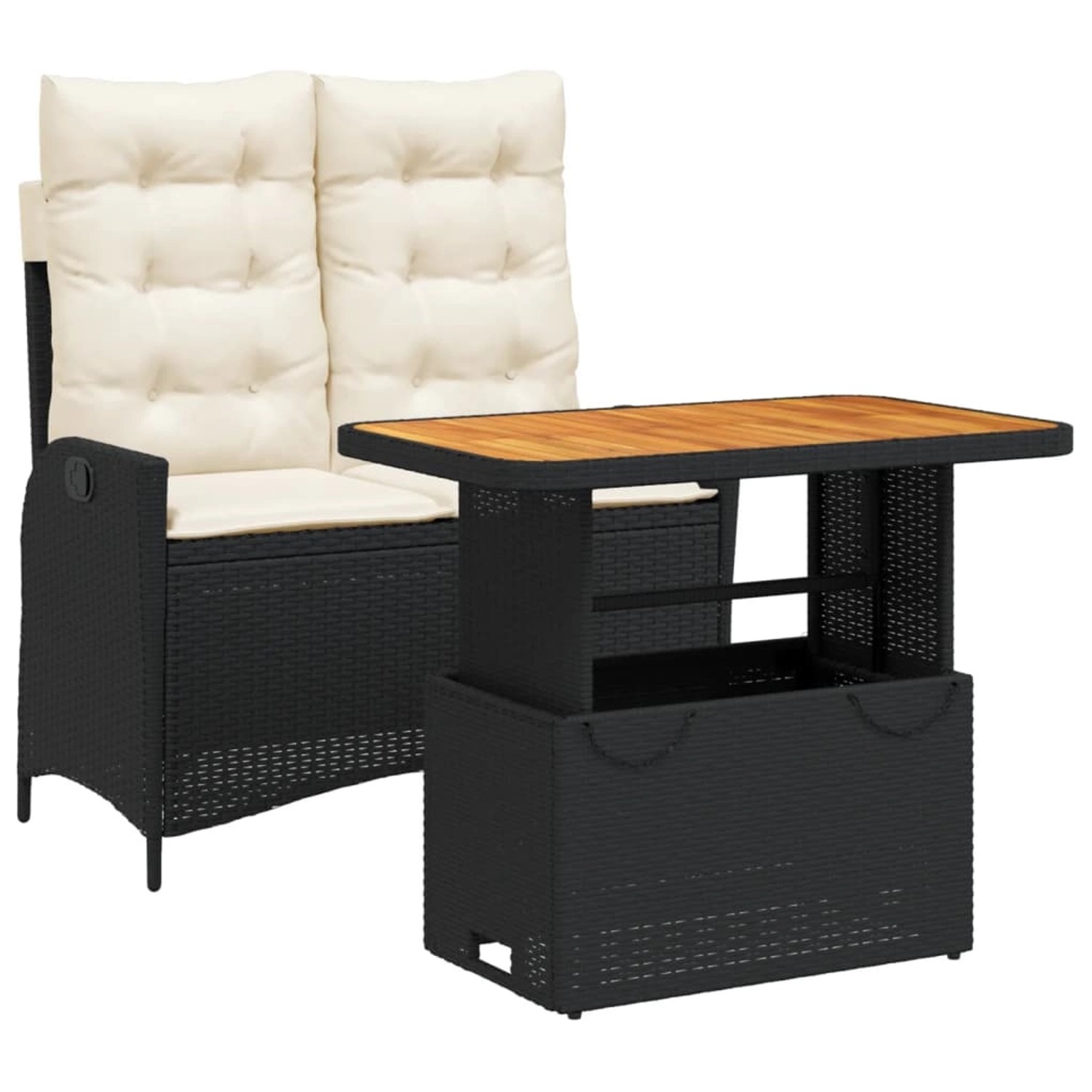 vidaXL 2-Tlg Garten-Essgruppe mit Kissen Schwarz Poly Rattan 3277442 günstig online kaufen
