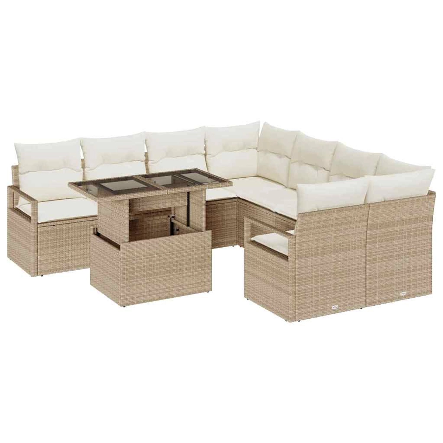 vidaXL 9-Teiliges Garten-Sofa-Set mit Kissen in Beige aus Poly Rattan 33575 günstig online kaufen