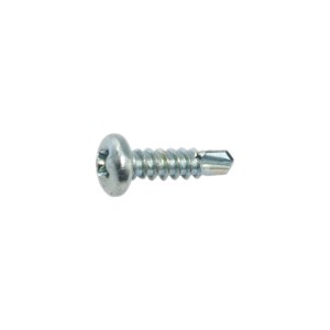 Silberne Sfs Fensterbohrschraube mit Halbrundkopf, PH 2 Antrieb, selbstbohrend, verzinkt, 3,5x13 mm.