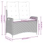 vidaXL Garten-Essgruppe, 4-tlg., schwarz, Poly Rattan, mit Maßen der Relaxbank