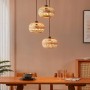 Eglo Pendelleuchte Amsfield 1, 3-flammig, schwarz, Bambus-Holzgeflecht, Ø 48 cm. Hängelampe für Wohnzimmer & Esszimmer.