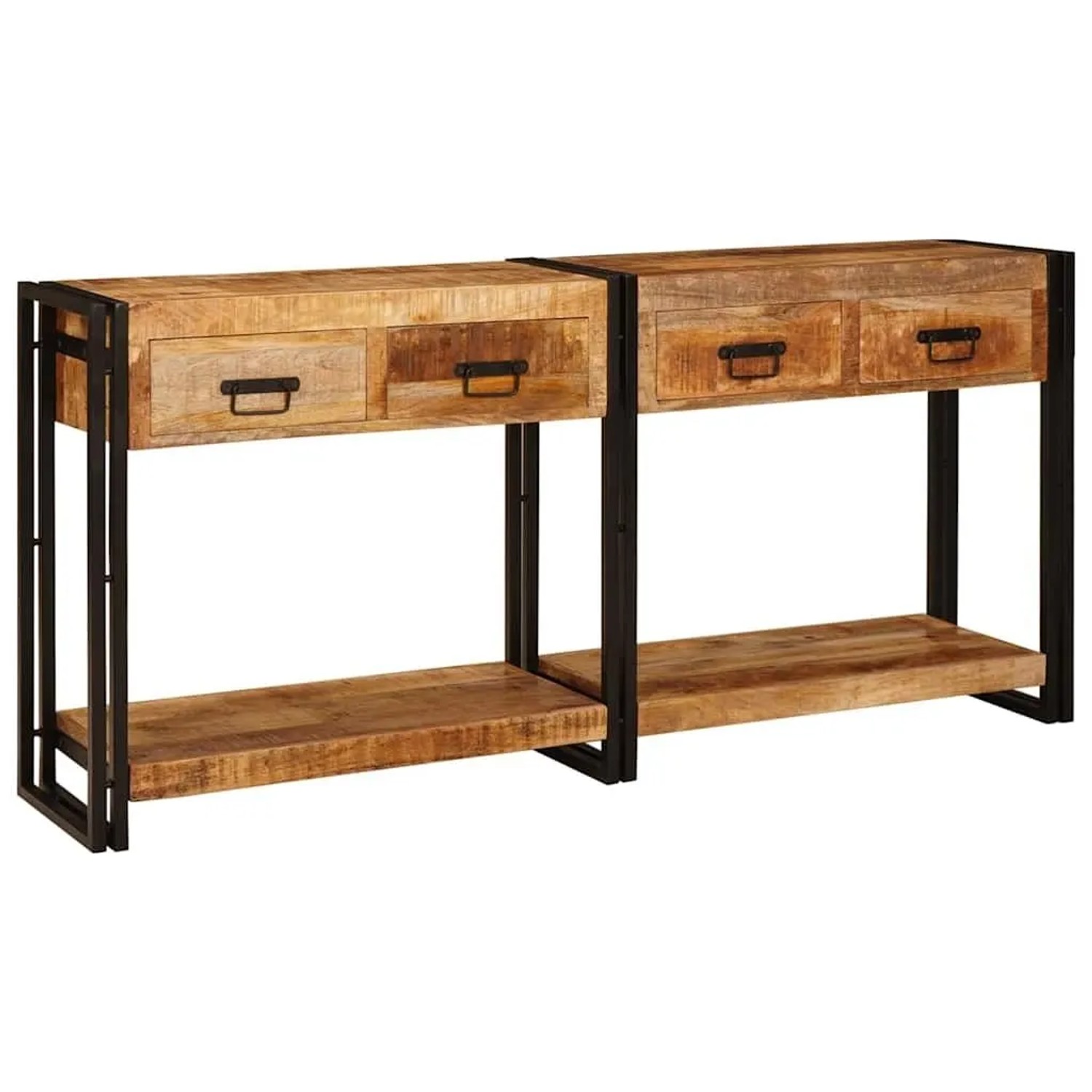vidaXL Konsolen-Tische 2 Stk Braun 161 x 33 x 75 cm Massivholz Mango 3324223