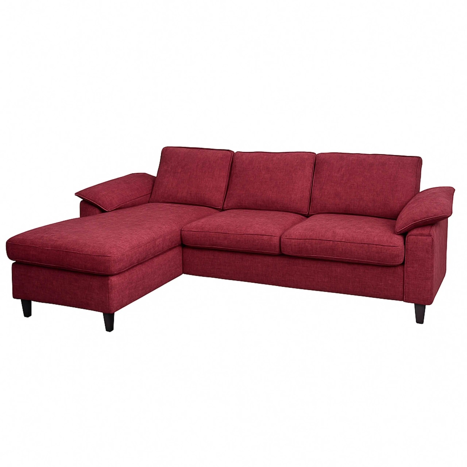 MCW Sofa-Garnitur O71 L-Form Liegefläche Stoff/Textil Holz 84x229x140cm Bordeaux