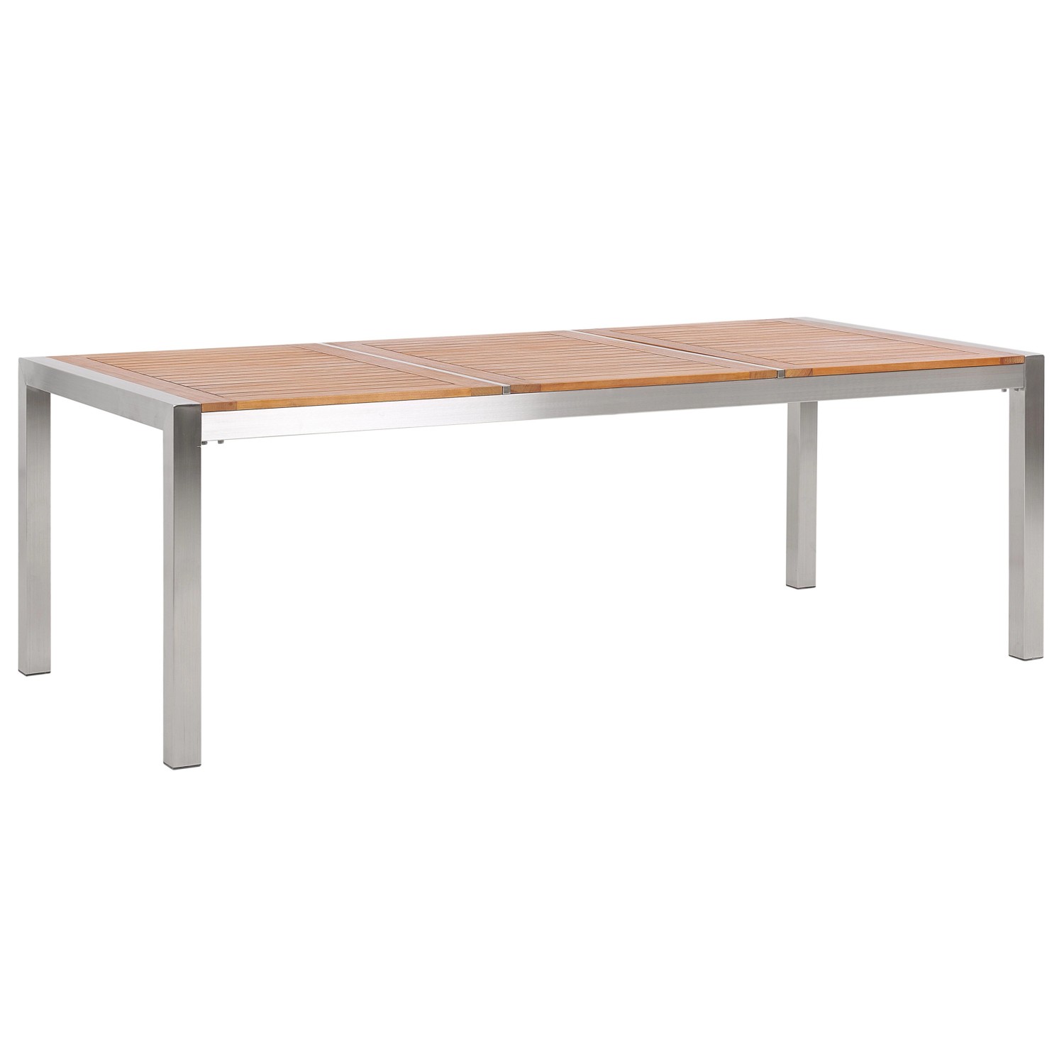 Beliani Gartentisch GROSSETO Heller Holzfarbton Silber 220x100x74 günstig online kaufen