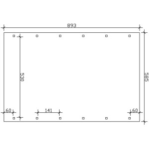 Skizze Carport Skan Holz Spreewald: Maße 585x893cm, Pfostenanordnung.