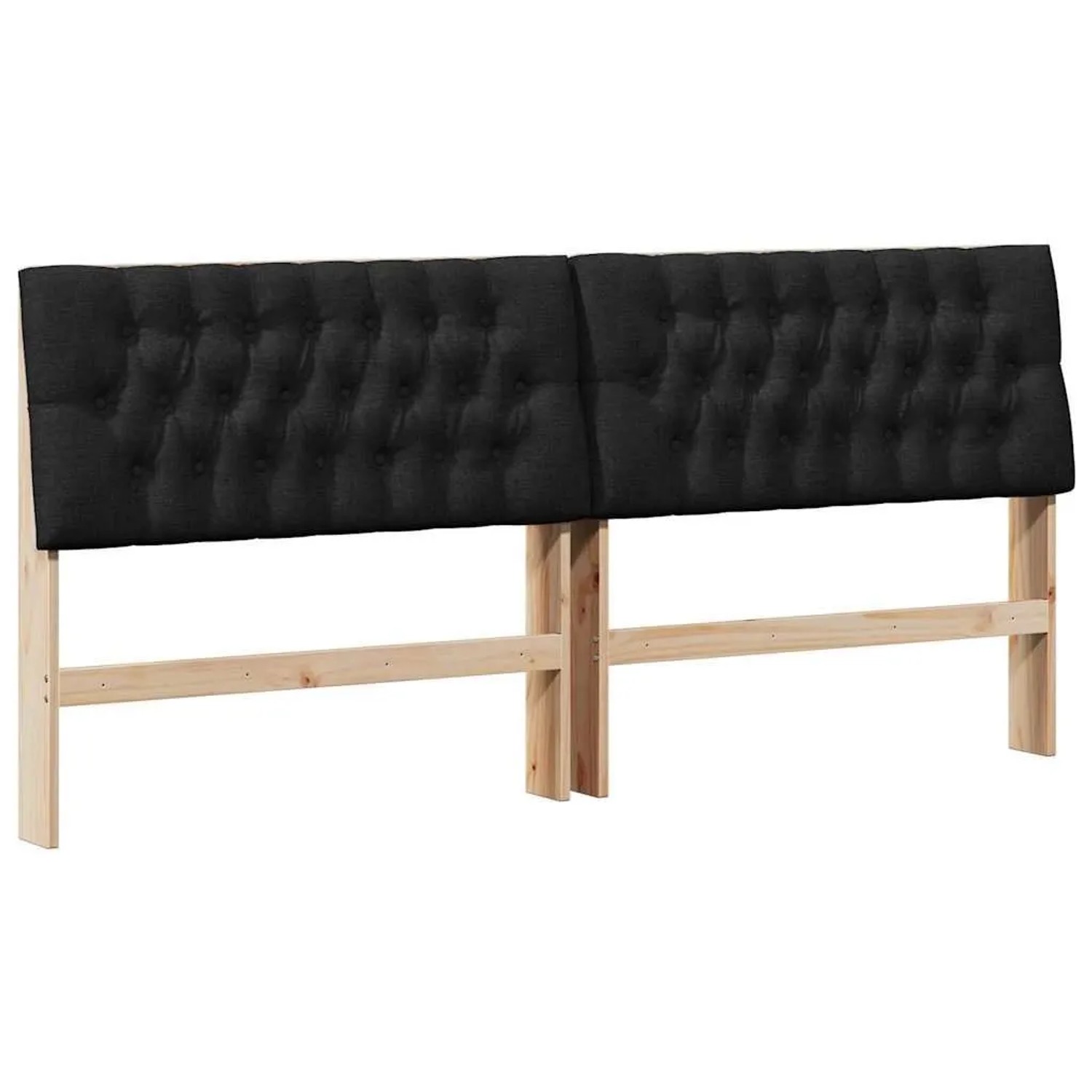 vidaXL Gepolstertes Kopfteil Schwarz 200 cm Massives Kiefernholz 879321