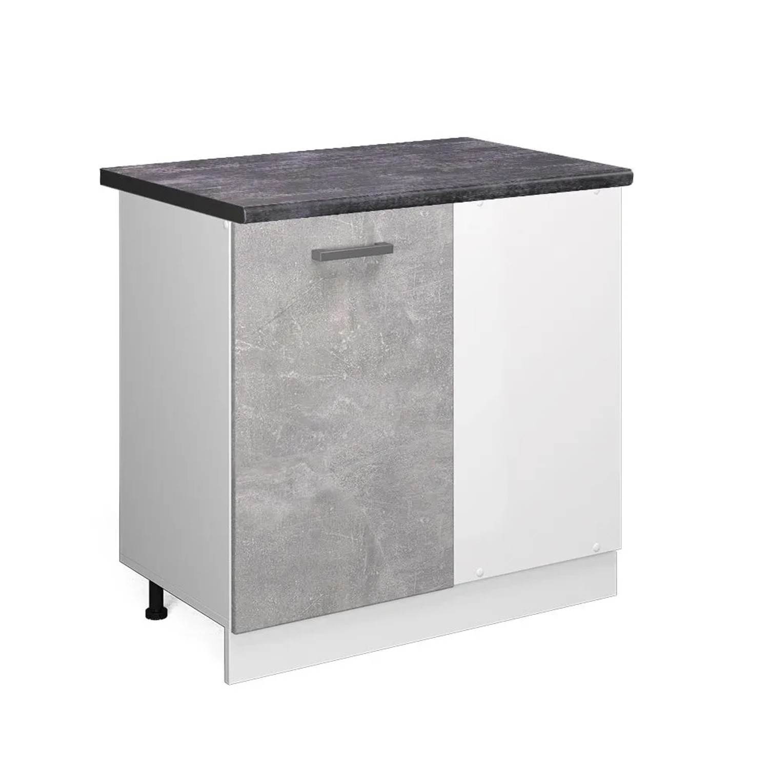 Vicco Eckunterschrank R-Line Küchen Eckschrank Beton Weiß 86 cm AP Anthrazit