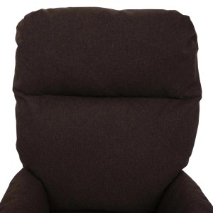 Detailansicht: Brauner Relaxsessel mit Hocker, drehbar und weich gepolstert.