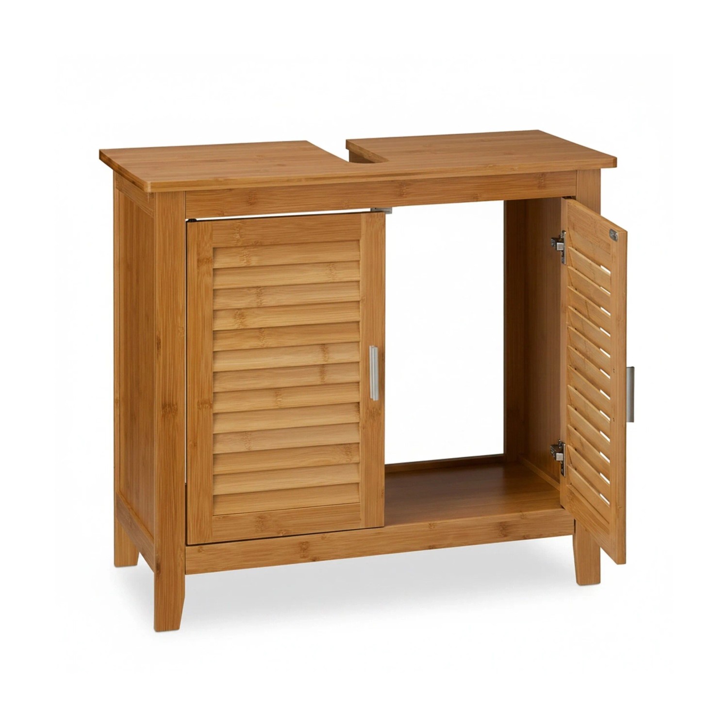 Relaxdays Waschbeckenunterschrank Bambus Natur Mit Siphonaussparung 60 cm x 67 cm x 30 cm 7,2 kg