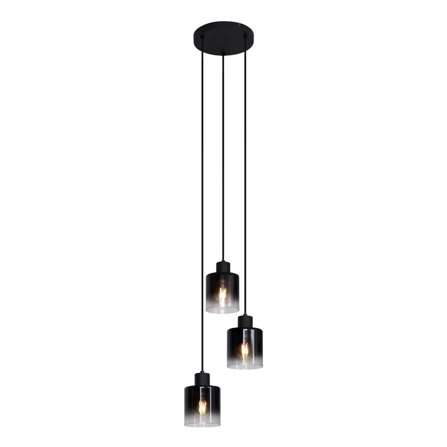 Qazqa Moderne Pendelleuchte Schwarz Mit Rauchglas 3-flammig Dame