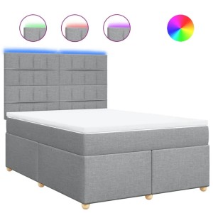 vidaXL Boxspringbett mit Matratze Hellgrau 160x200 cm Stoff 3293631