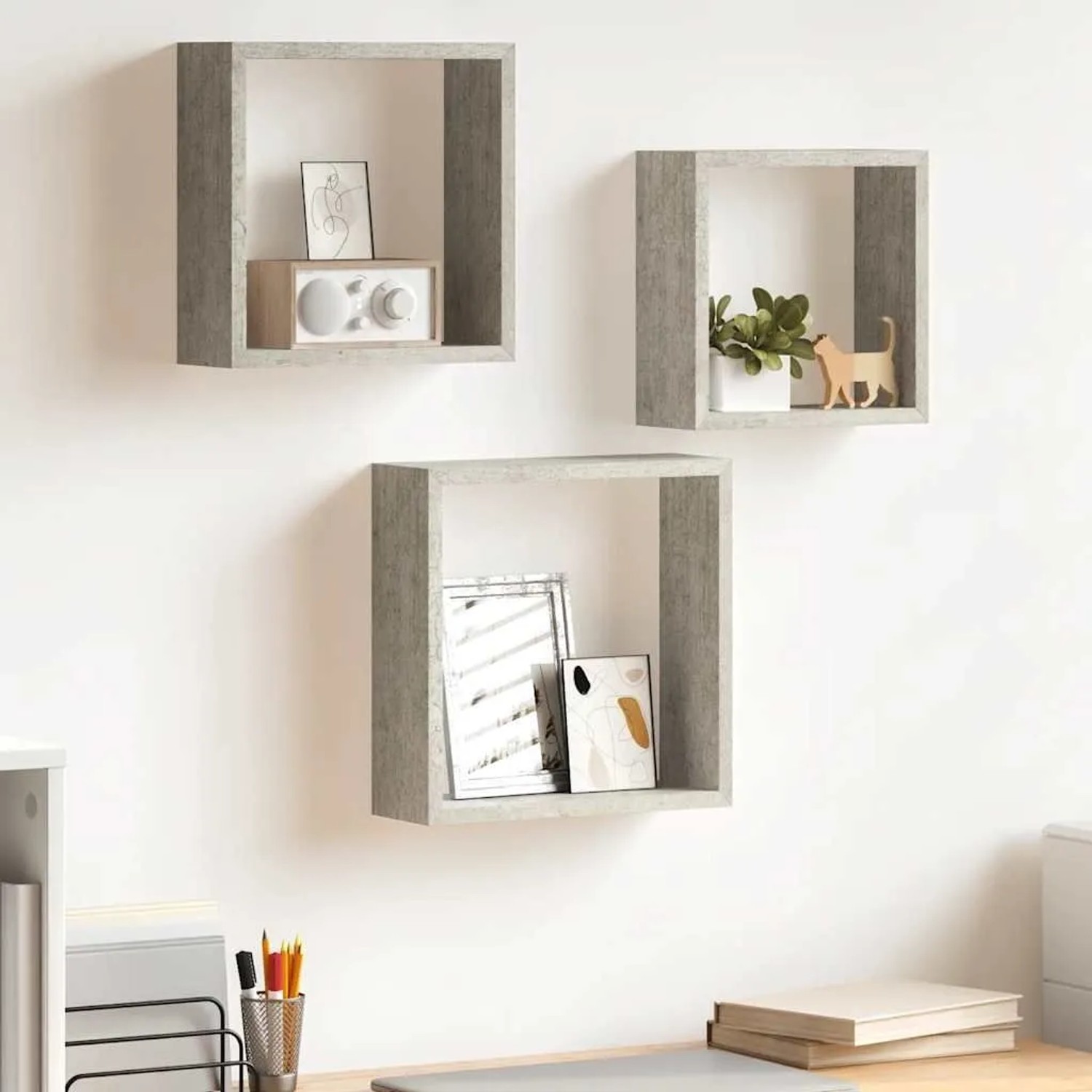 vidaXL Würfelregale 3 Stk Betongrau 326721_2