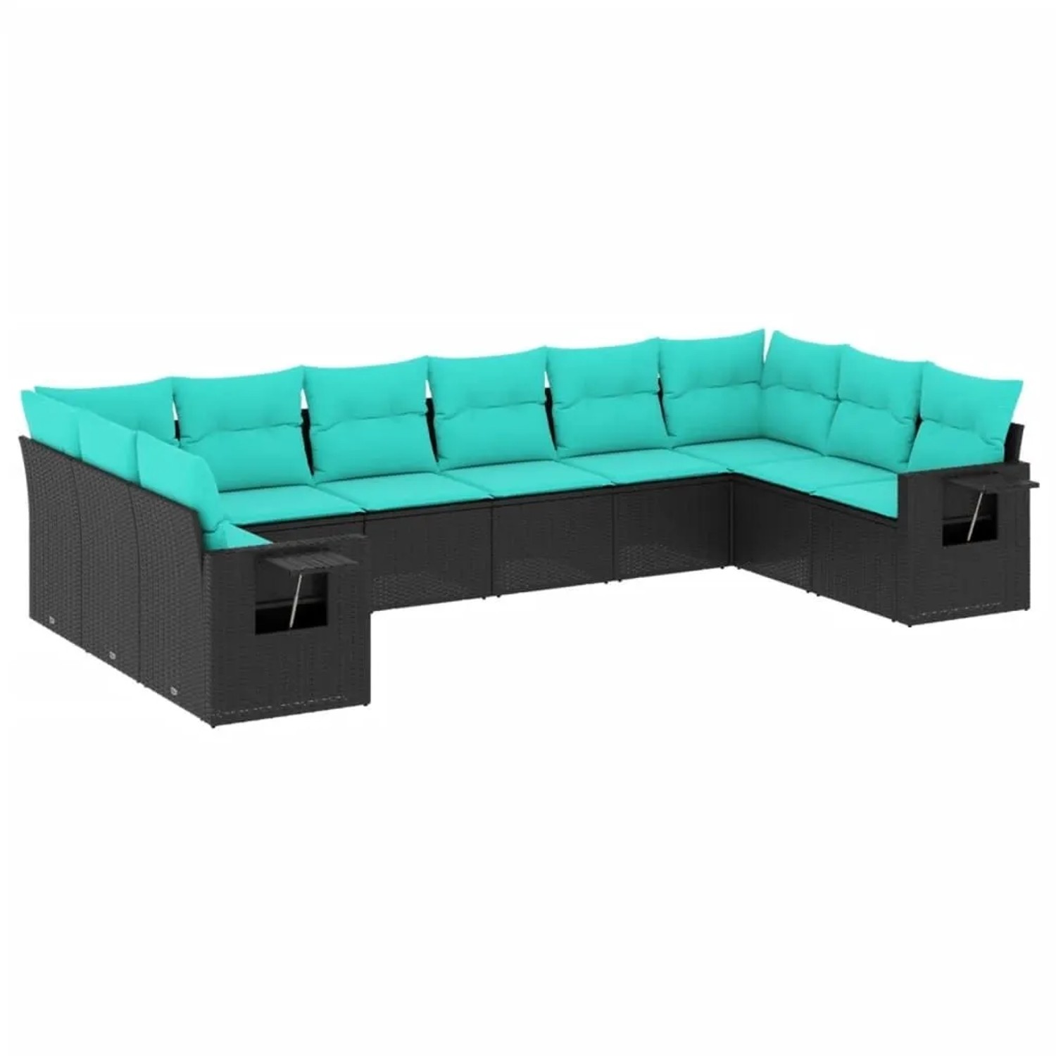 vidaXL 10-Tlg Gartensofa-Set mit Kissen Schwarz Polyrattan 3220666 günstig online kaufen