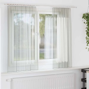 vidaXL Voile Vorhänge mit Stangentaschen 2 Stk Hellgrau 4102207