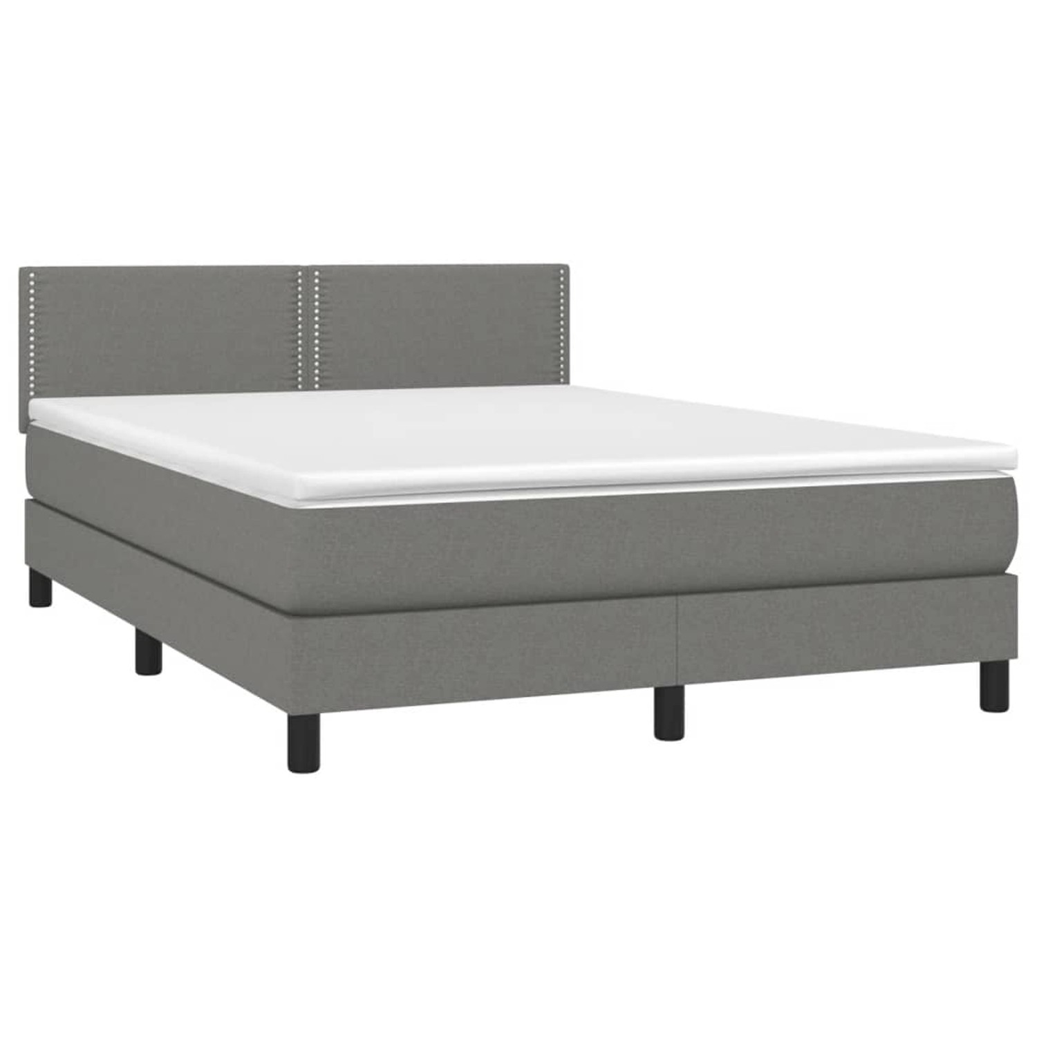 vidaXL Boxspringbett mit Matratze & LED Dunkelgrau 140x200 cm Stoff 3133078 günstig online kaufen