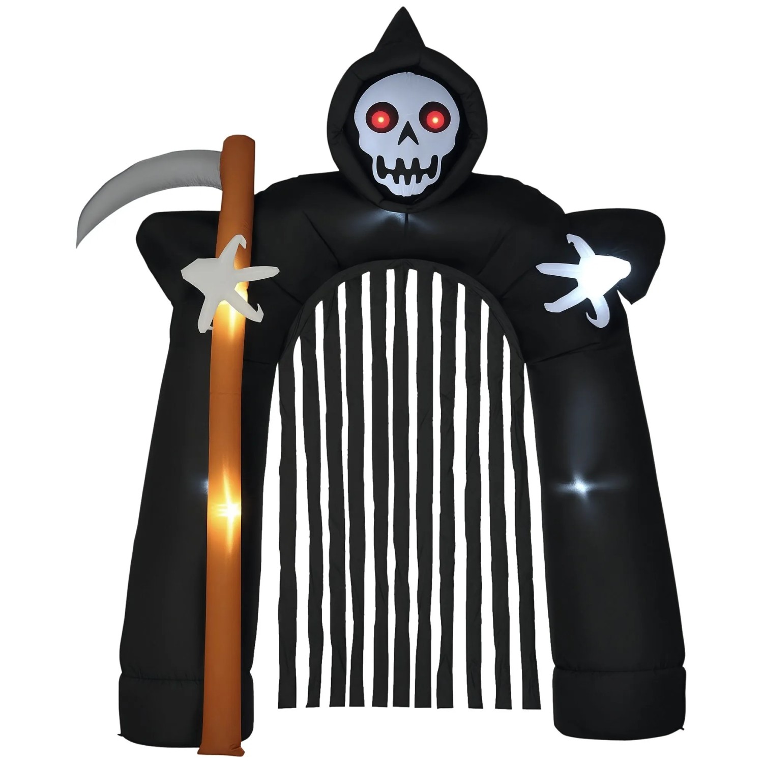 HOMCOM Halloween Aufblasbarer Sensenmann-Torbogen mit LED-Beleuchtung