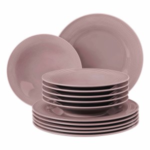 Seltmann Weiden Beat Coor Glaze Tafelservice, 12-teilig, altrosa. Set mit Speise- und Suppentellern.