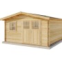 Naturbelassenes Alpholz Gartenhaus Set Valeria-28 mit Dacheindeckung und Fußboden.