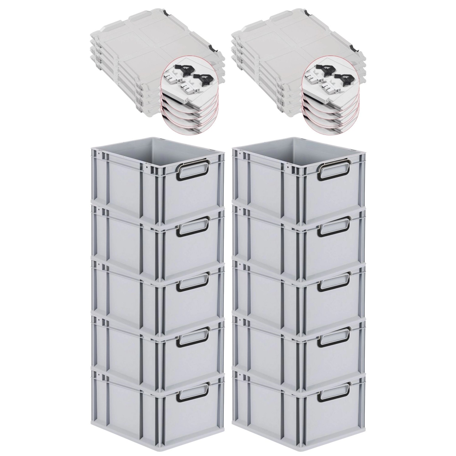 PROREGAL SuperSparSet 10x Eurobox Nextgen Color Mit Scharnierdeckel HxBxT 2 günstig online kaufen