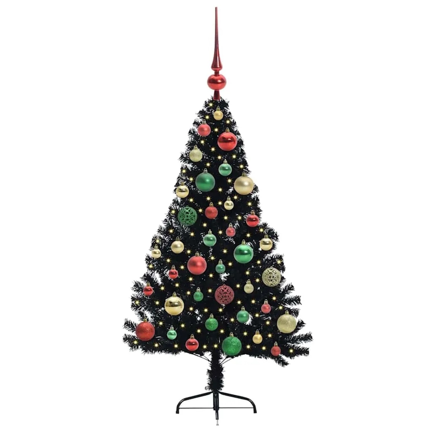 vidaXL Künstlicher Vorbeleuchteter Weihnachtsbaum Schwarz 120 cm PVC 3397123