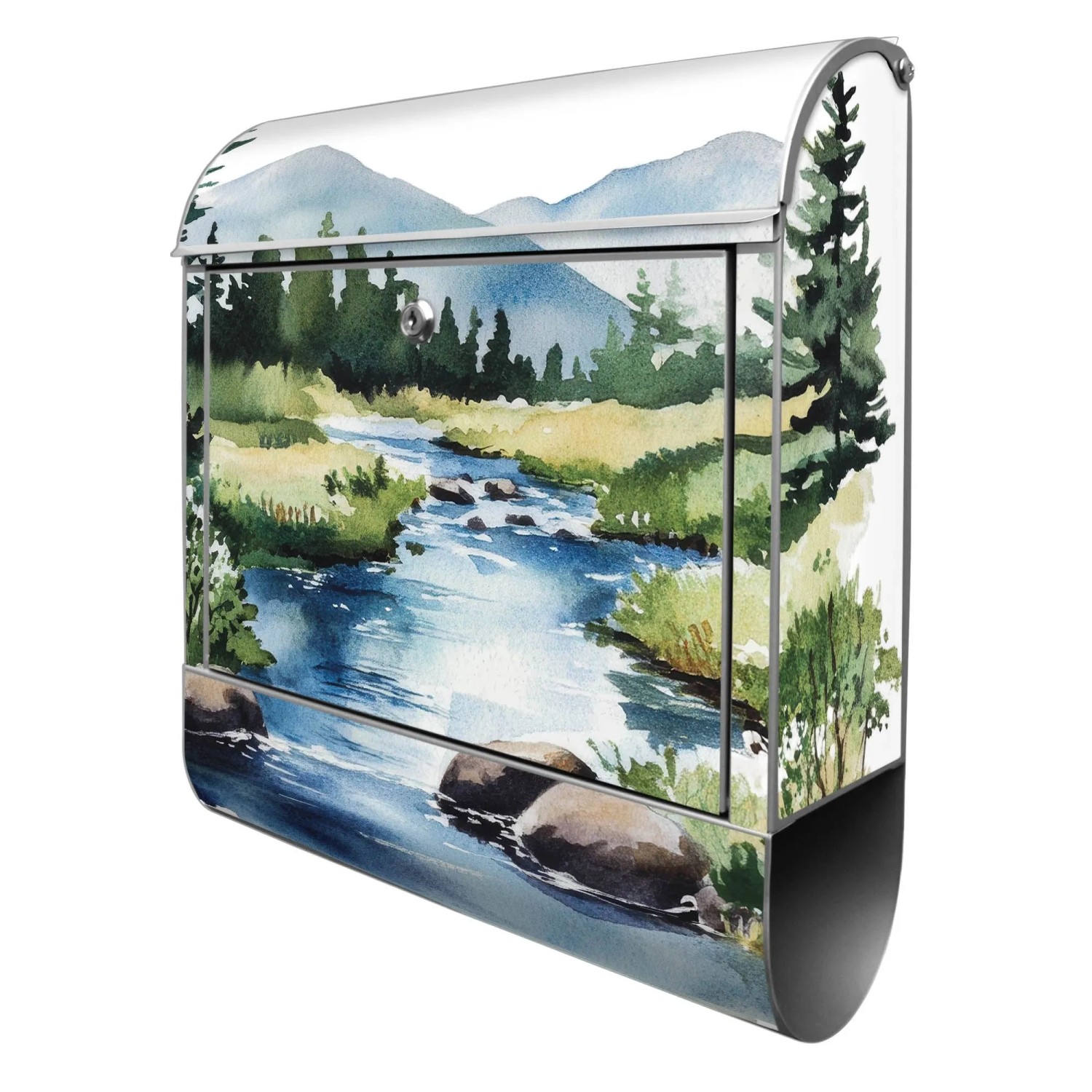 Banjado Design Briefkasten Silber Pulverbeschichtet 39x47x14cm 2 Schlüssel günstig online kaufen