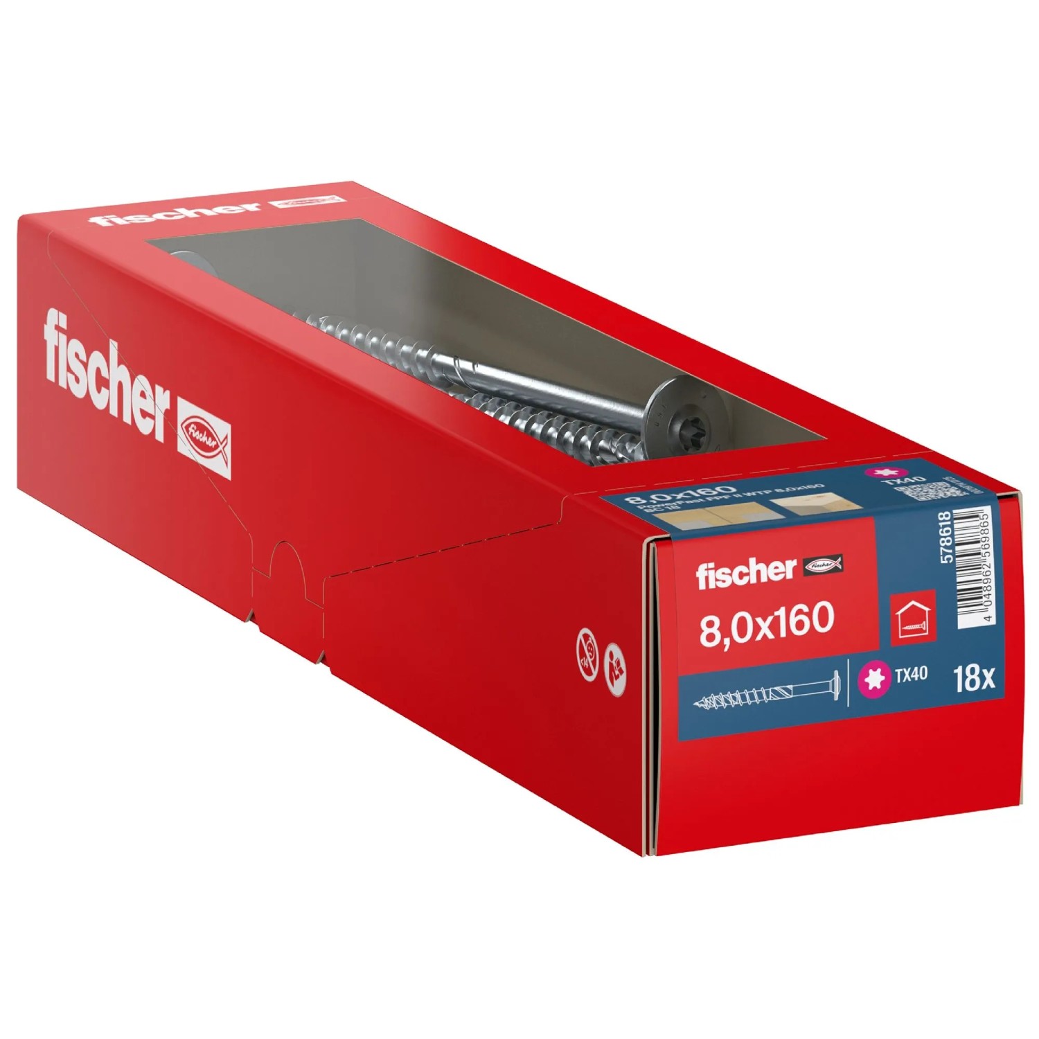 Fischer Holzbauschraube PowerFast FPF II WTP BC Ø 8 mm x 160 mm 18 Stück