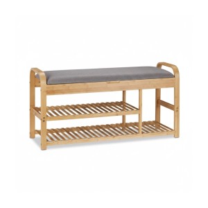 Relaxdays Schuhbank Bambus Natur Grau mit Stauraum 50 cm x 100,5 cm x 33 cm 8,1 kg